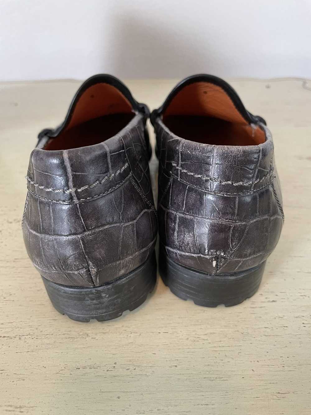 Santoni Crocodile Print Leather Loafers - image 3