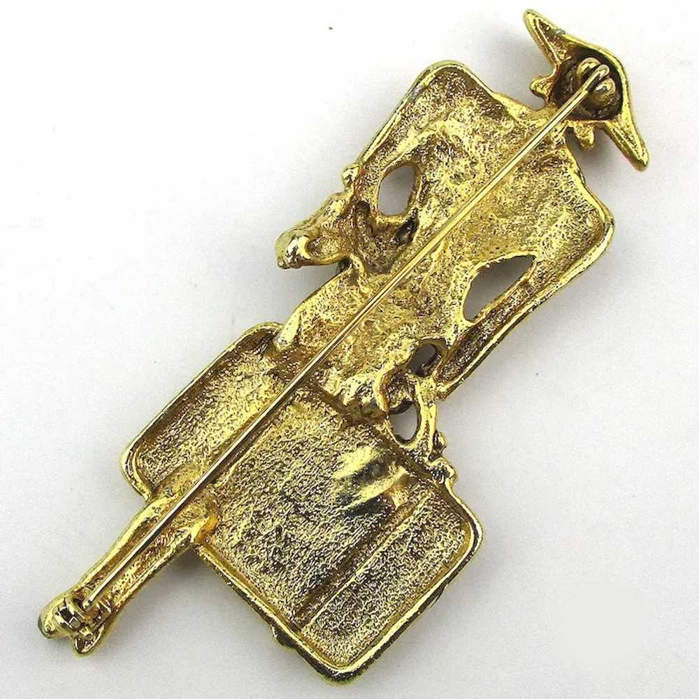 Art Deco Revival Pin Traveling Lady w/ Dog N.Y. t… - image 3