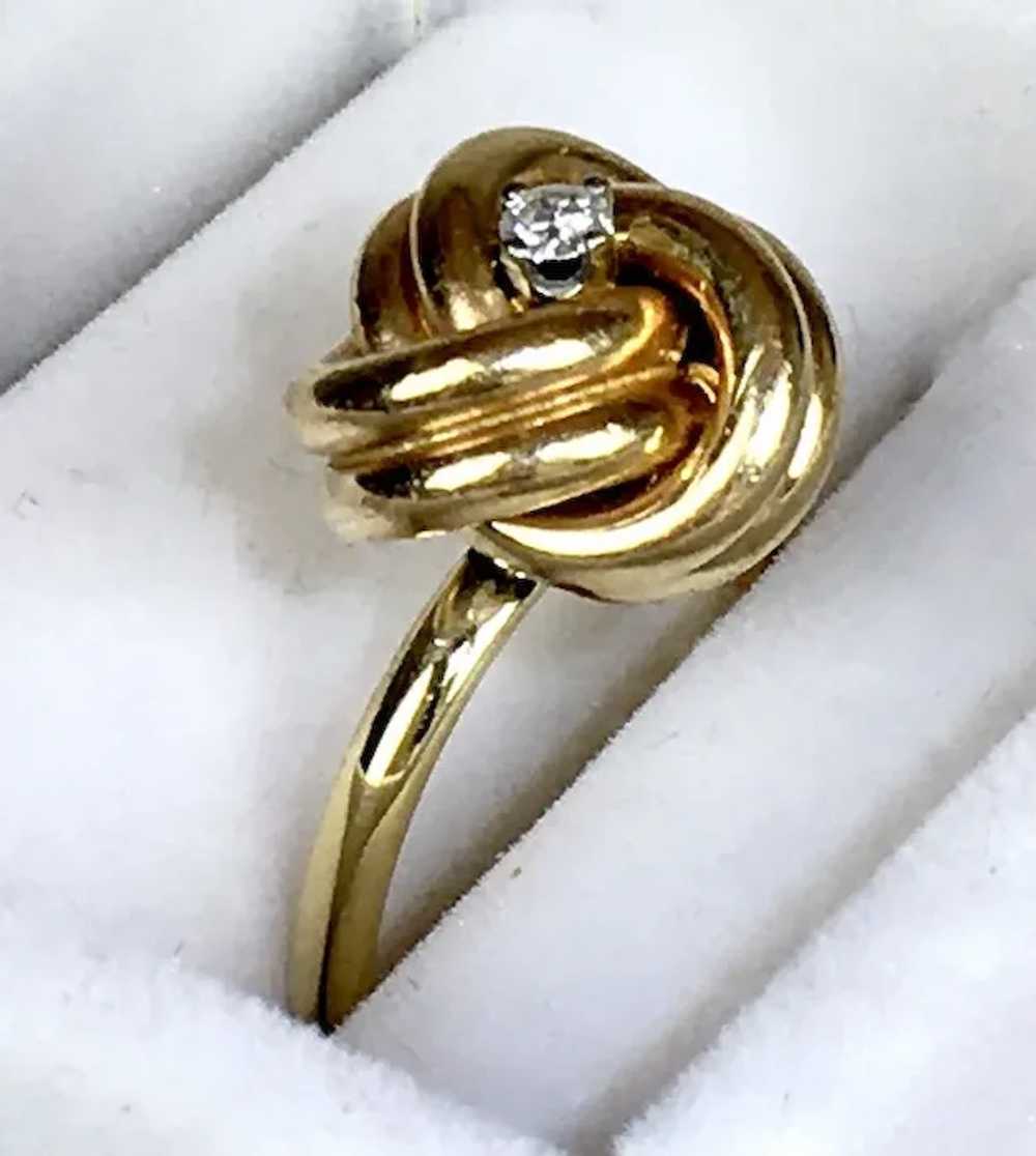 Lovely 14K Gold Dimensional Diamond Knot Ring - image 10
