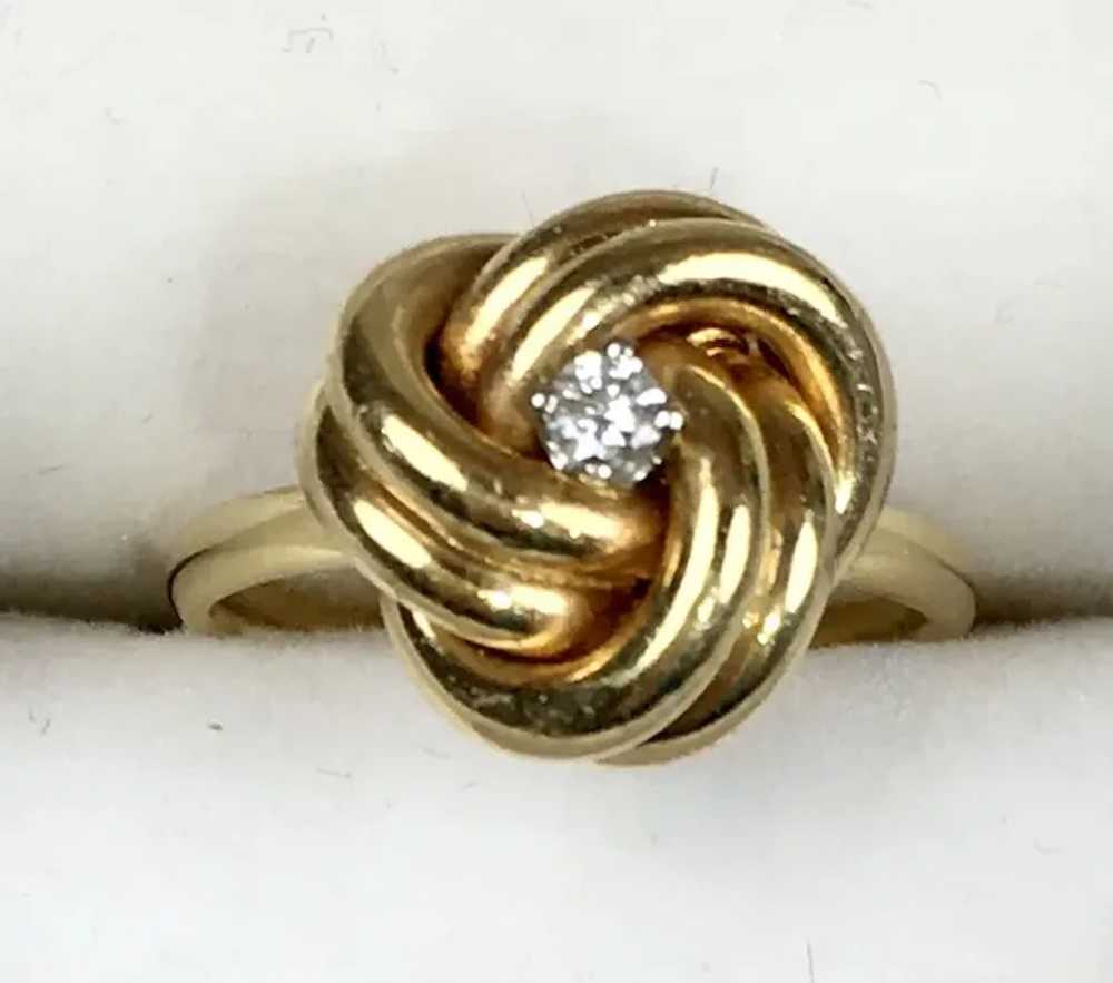 Lovely 14K Gold Dimensional Diamond Knot Ring - image 11