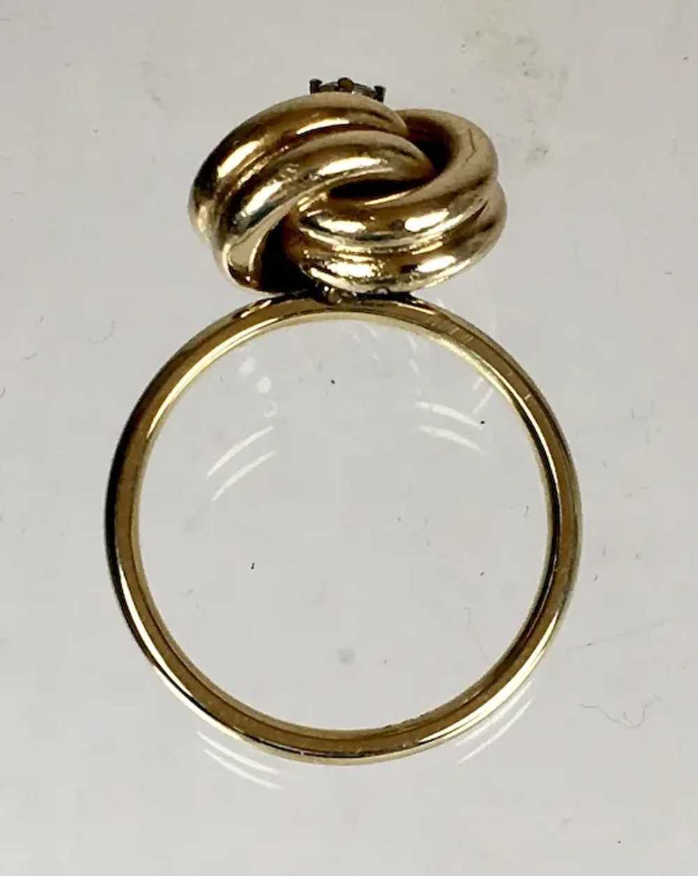 Lovely 14K Gold Dimensional Diamond Knot Ring - image 12