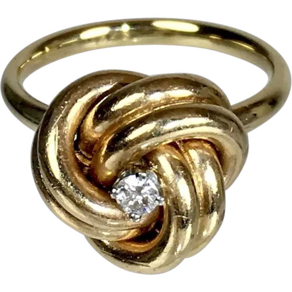 Lovely 14K Gold Dimensional Diamond Knot Ring - image 1