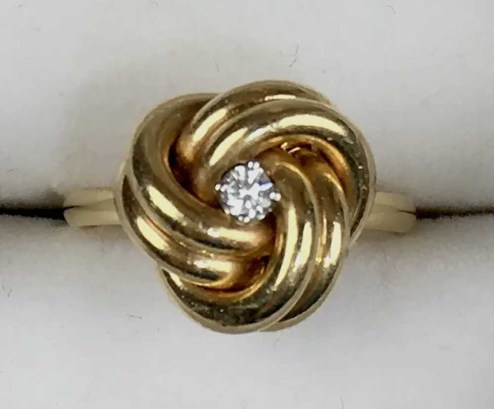 Lovely 14K Gold Dimensional Diamond Knot Ring - image 2