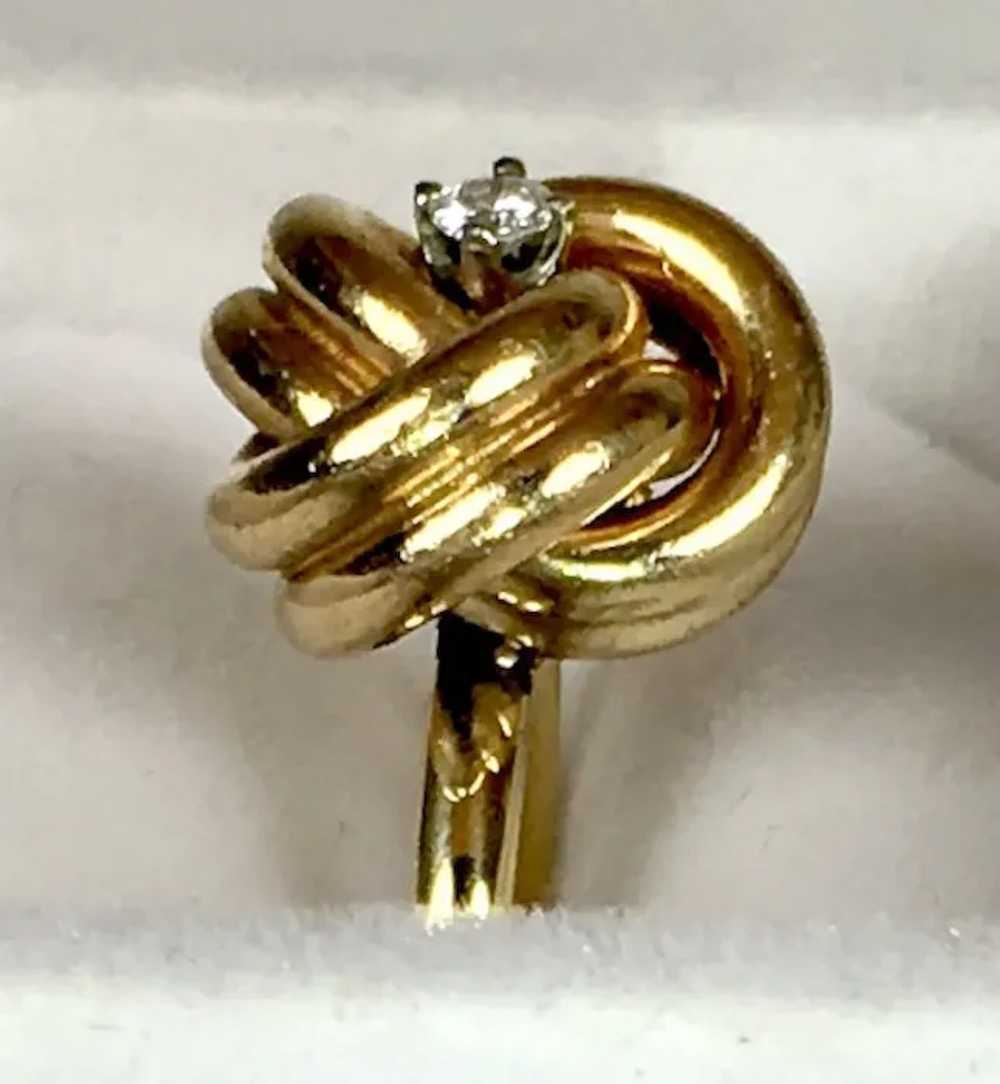 Lovely 14K Gold Dimensional Diamond Knot Ring - image 3