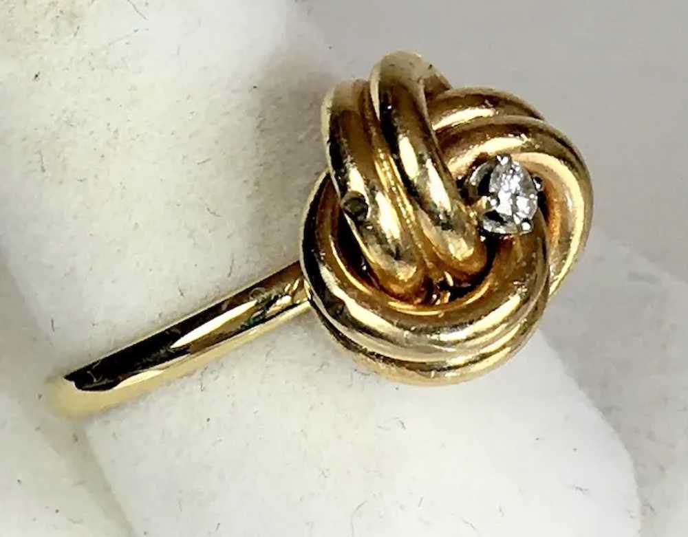 Lovely 14K Gold Dimensional Diamond Knot Ring - image 4