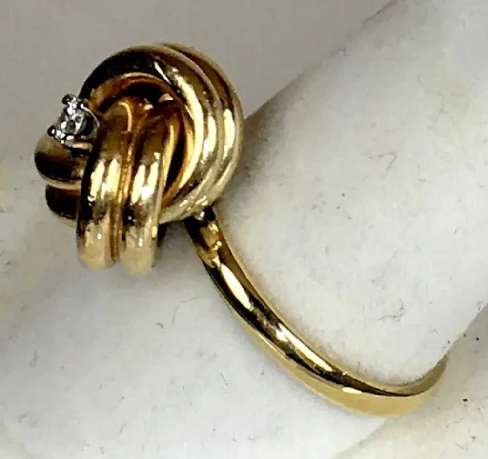 Lovely 14K Gold Dimensional Diamond Knot Ring - image 6