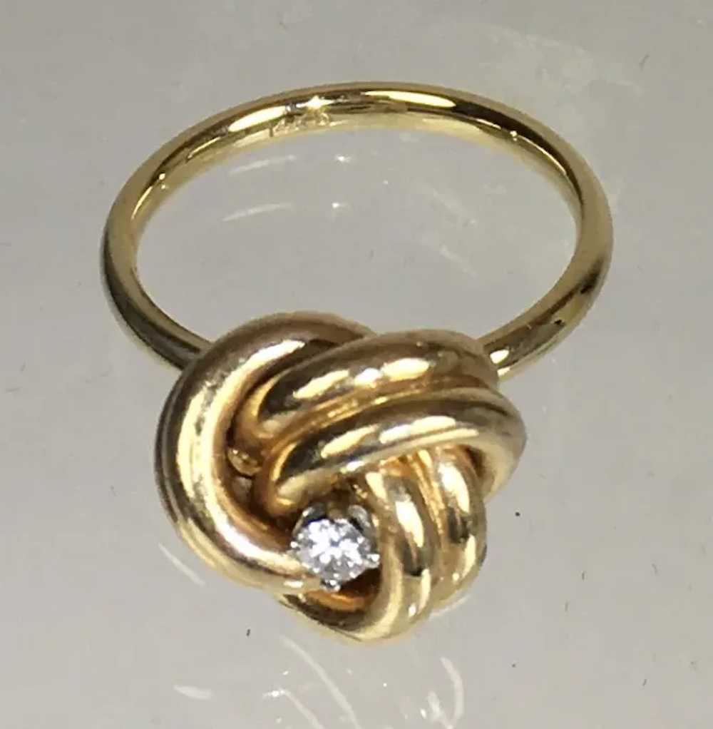 Lovely 14K Gold Dimensional Diamond Knot Ring - image 7