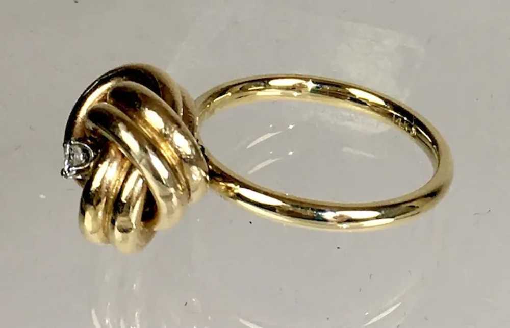 Lovely 14K Gold Dimensional Diamond Knot Ring - image 8