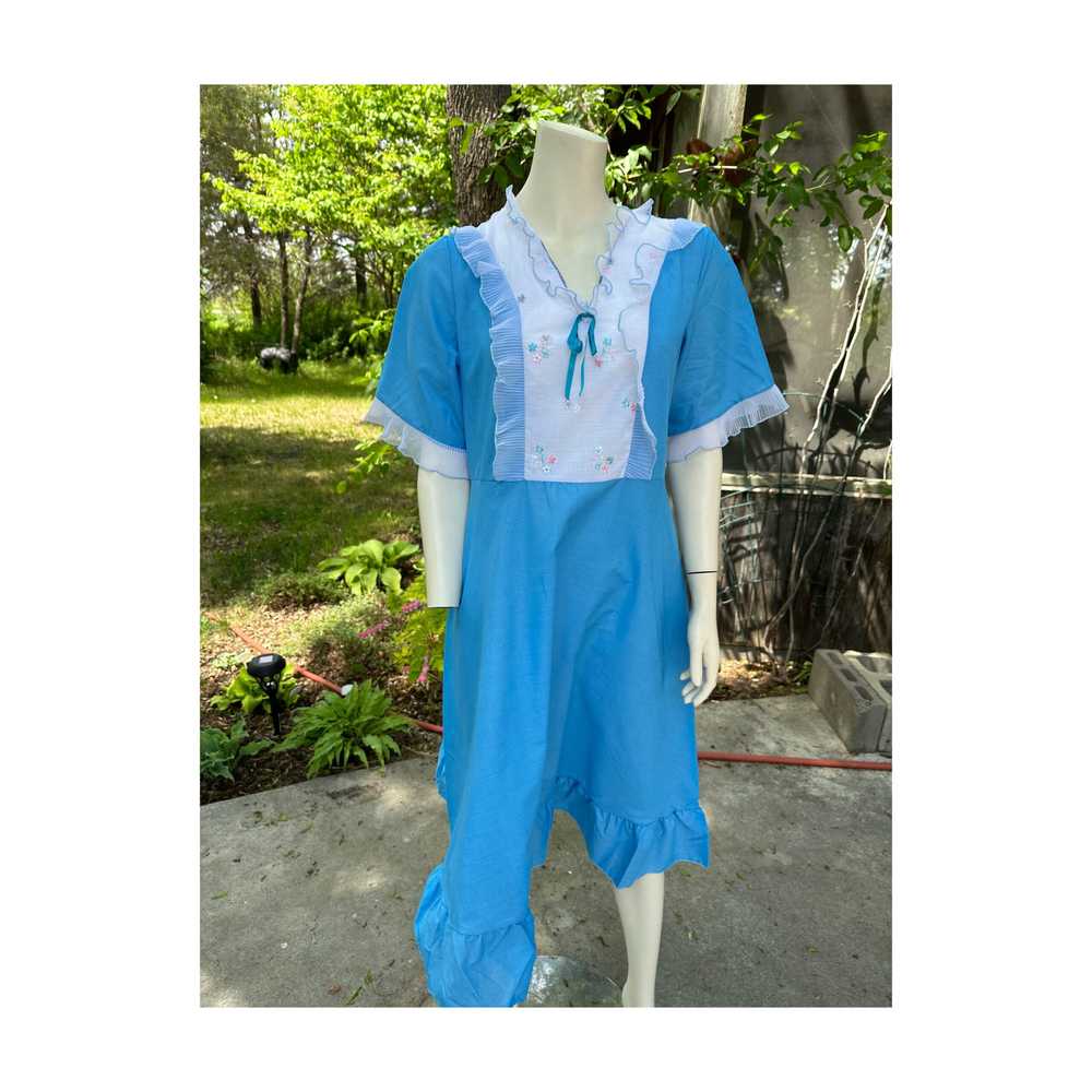 Vtg | 70s Marpem Night Gown Feminine Sky Blue wit… - image 10