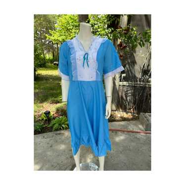 Vtg | 70s Marpem Night Gown Feminine Sky Blue wit… - image 1