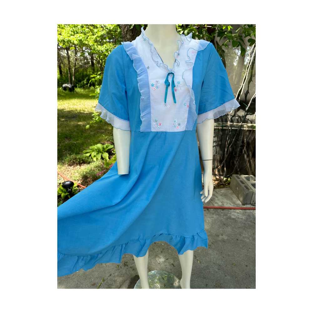 Vtg | 70s Marpem Night Gown Feminine Sky Blue wit… - image 2