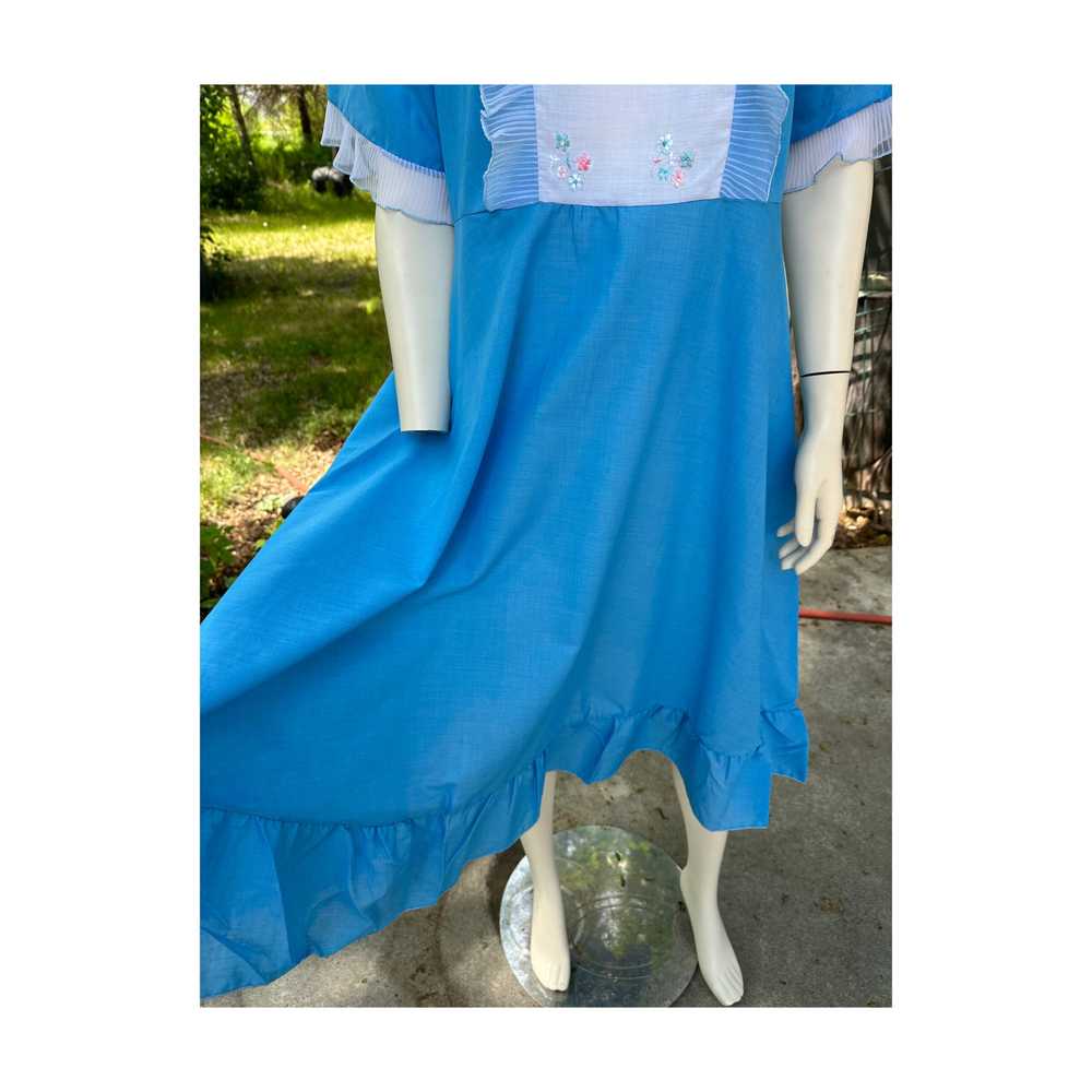 Vtg | 70s Marpem Night Gown Feminine Sky Blue wit… - image 3