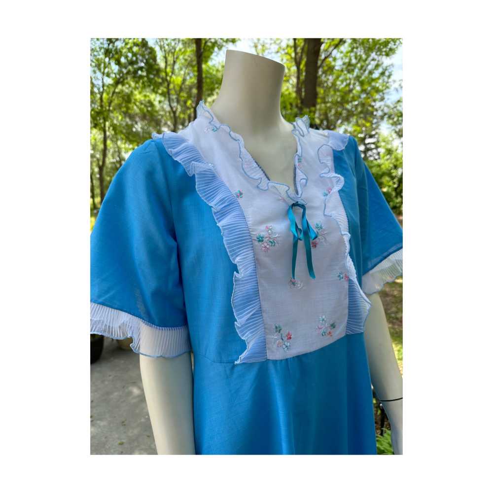 Vtg | 70s Marpem Night Gown Feminine Sky Blue wit… - image 5