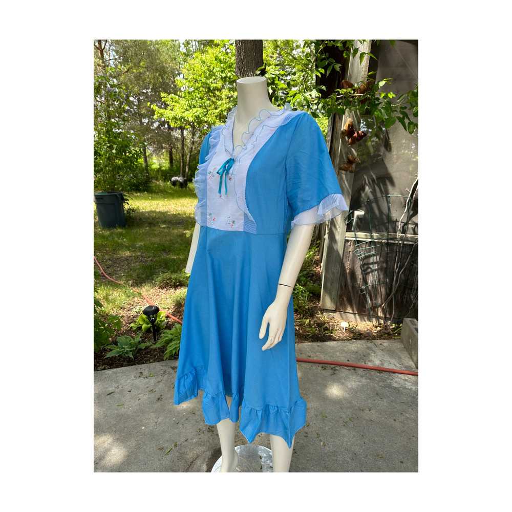 Vtg | 70s Marpem Night Gown Feminine Sky Blue wit… - image 9