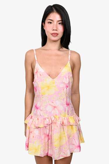 LoveShackFancy Pink/Yellow Floral 'Fabienne' Dres… - image 1