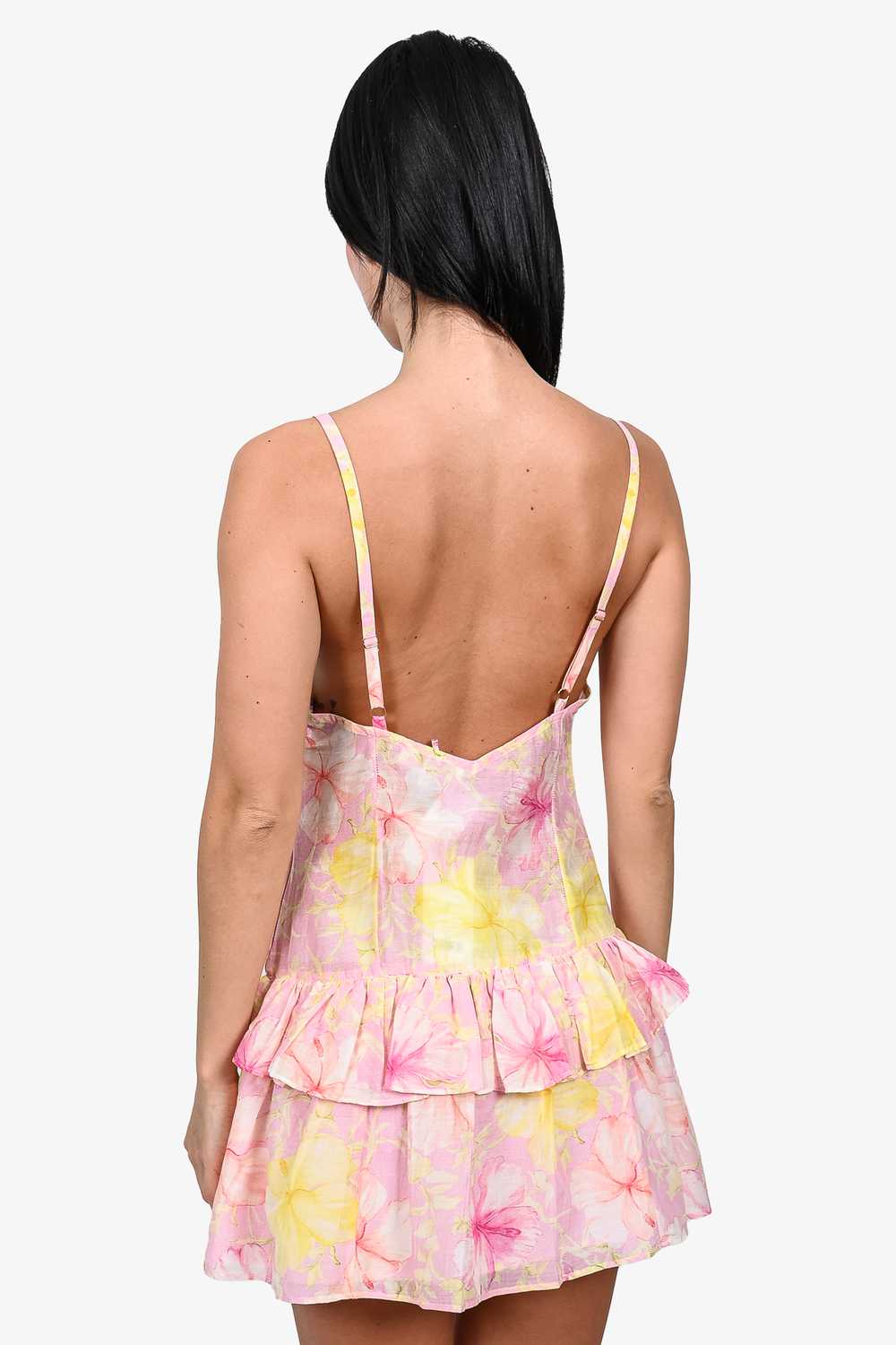 LoveShackFancy Pink/Yellow Floral 'Fabienne' Dres… - image 3