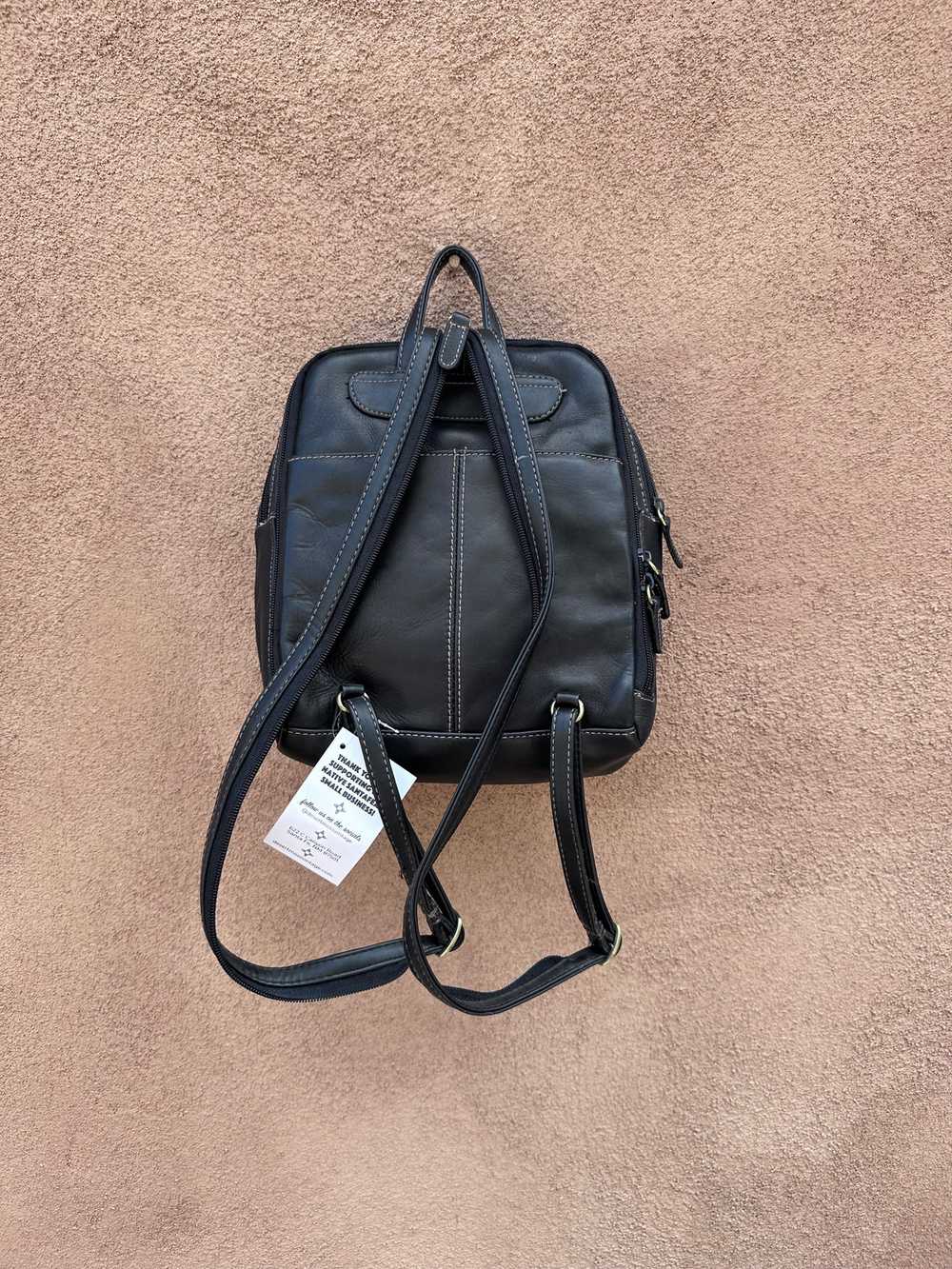 90's Black Leather Backpack/Purse - Multipocket - image 2