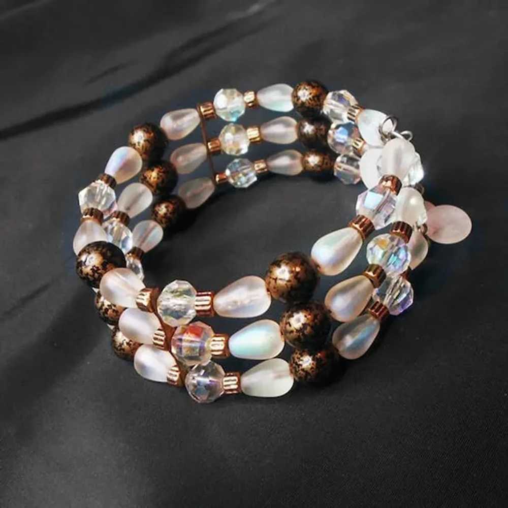 Crystal Aurora Frosted Glass Wide Bangle Bracelet… - image 2