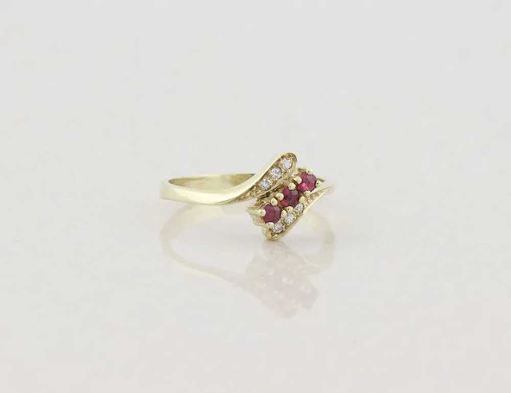 8k Yellow Gold Natural Ruby Diamond Ring Size 6 - image 4