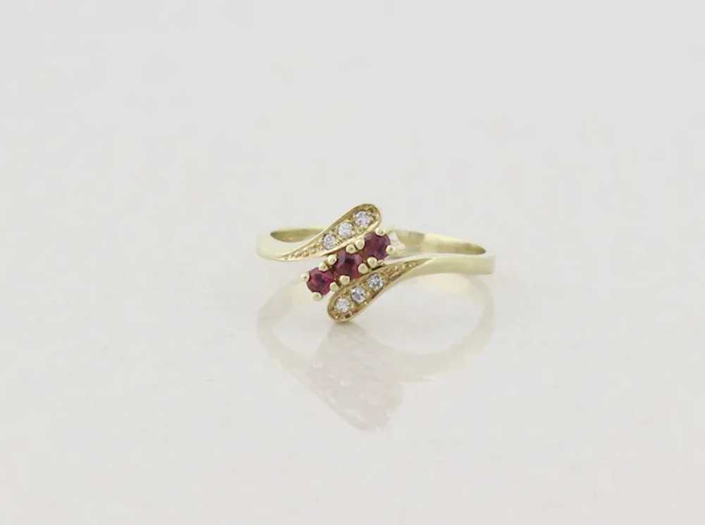 8k Yellow Gold Natural Ruby Diamond Ring Size 6 - image 6