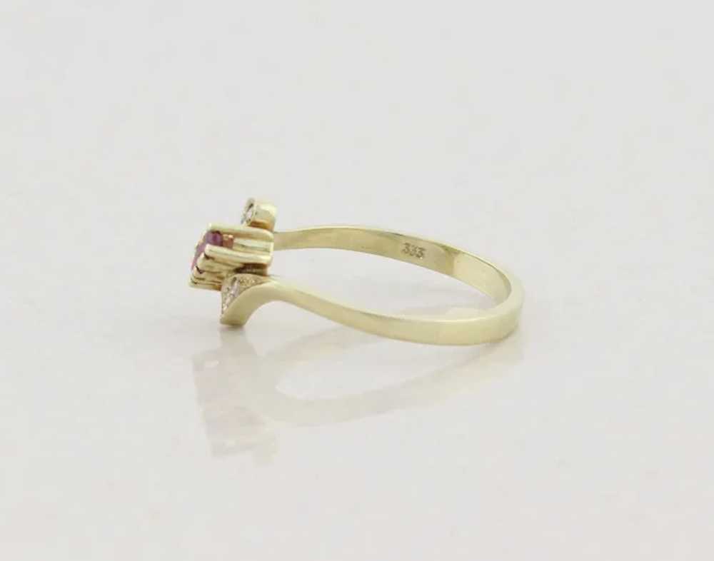 8k Yellow Gold Natural Ruby Diamond Ring Size 6 - image 8