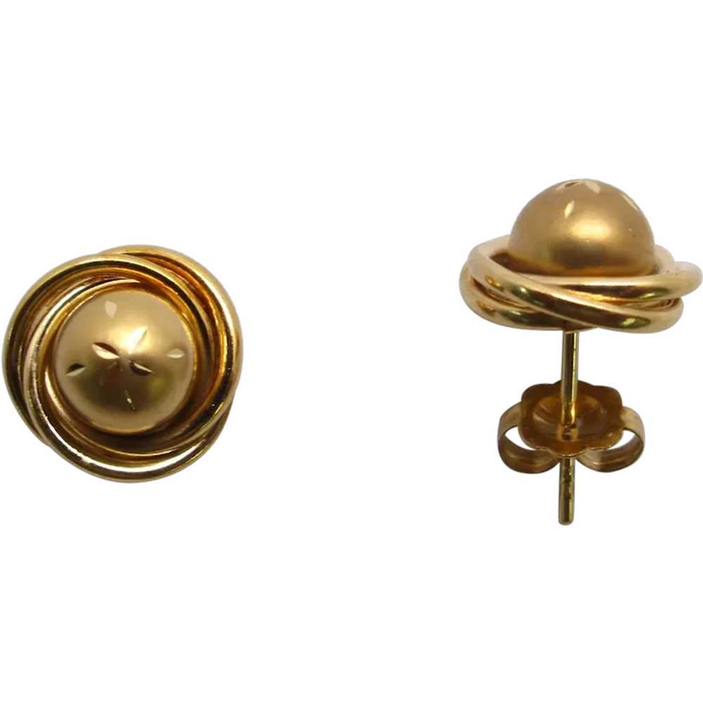 14k Gold Love Knot Ball Stud Earrings - image 1