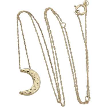 10K Yellow Gold Crescent Moon Necklace 16" 18" 20… - image 1