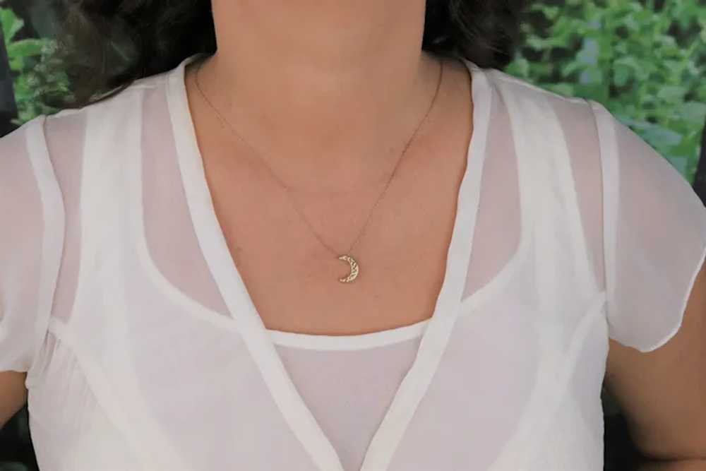 10K Yellow Gold Crescent Moon Necklace 16" 18" 20… - image 2