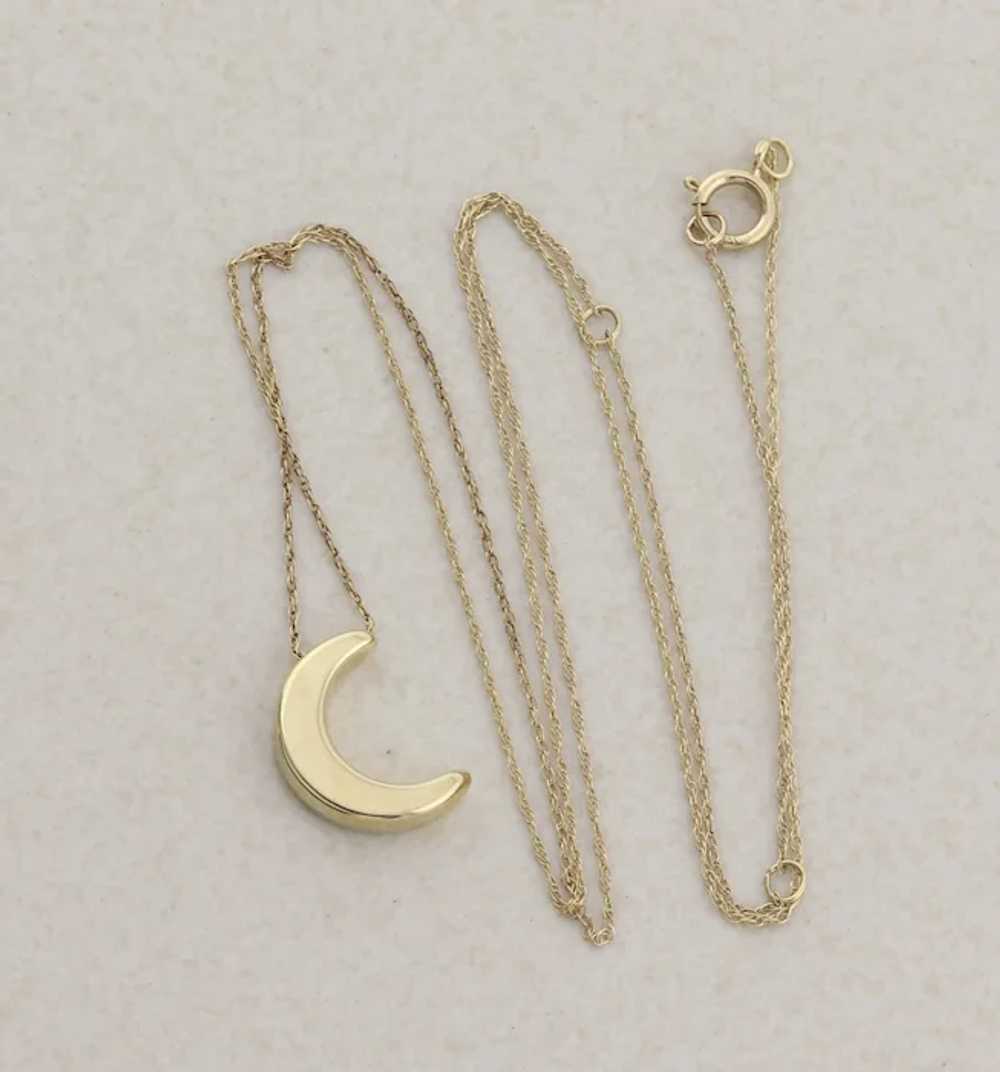 10K Yellow Gold Crescent Moon Necklace 16" 18" 20… - image 8