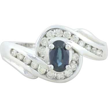 14k White Gold Natural Blue Sapphire and Diamond … - image 1