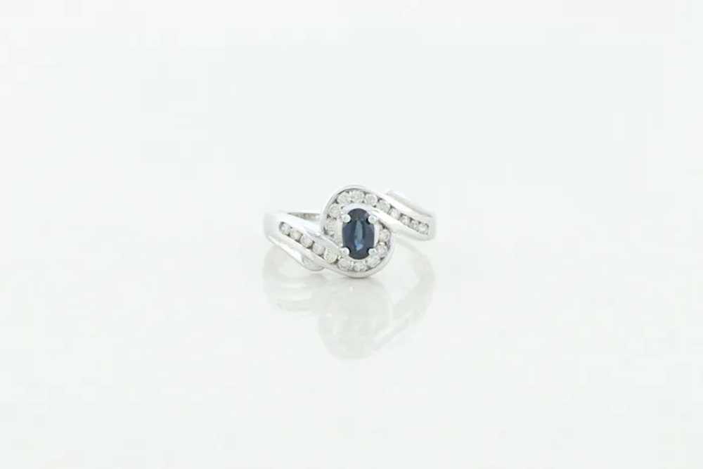 14k White Gold Natural Blue Sapphire and Diamond … - image 5