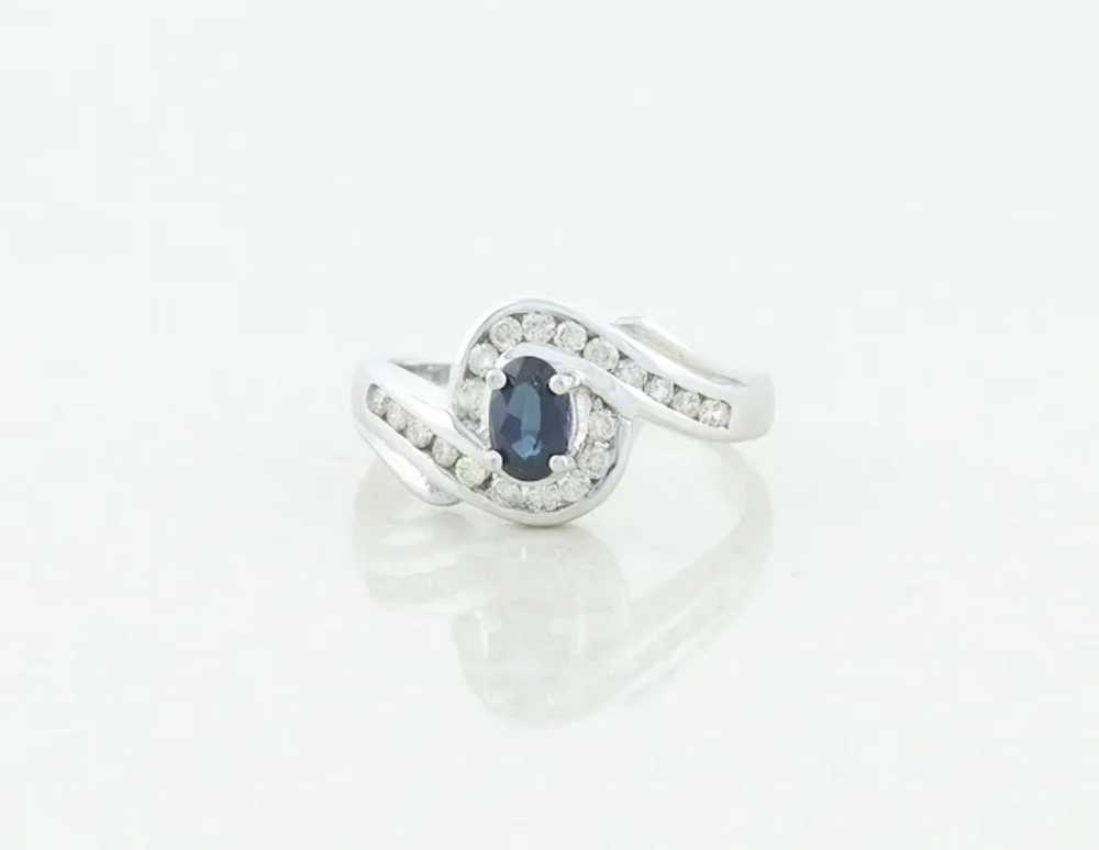 14k White Gold Natural Blue Sapphire and Diamond … - image 6