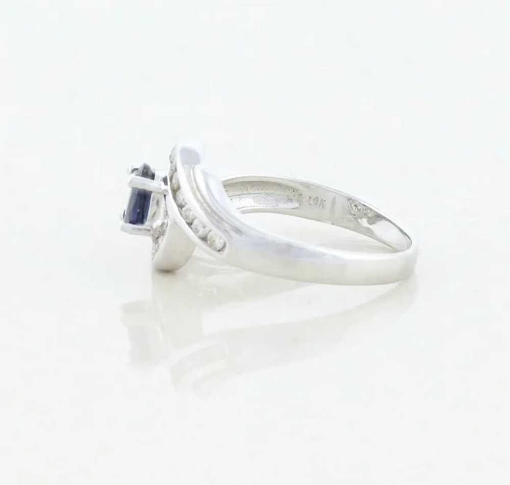 14k White Gold Natural Blue Sapphire and Diamond … - image 8