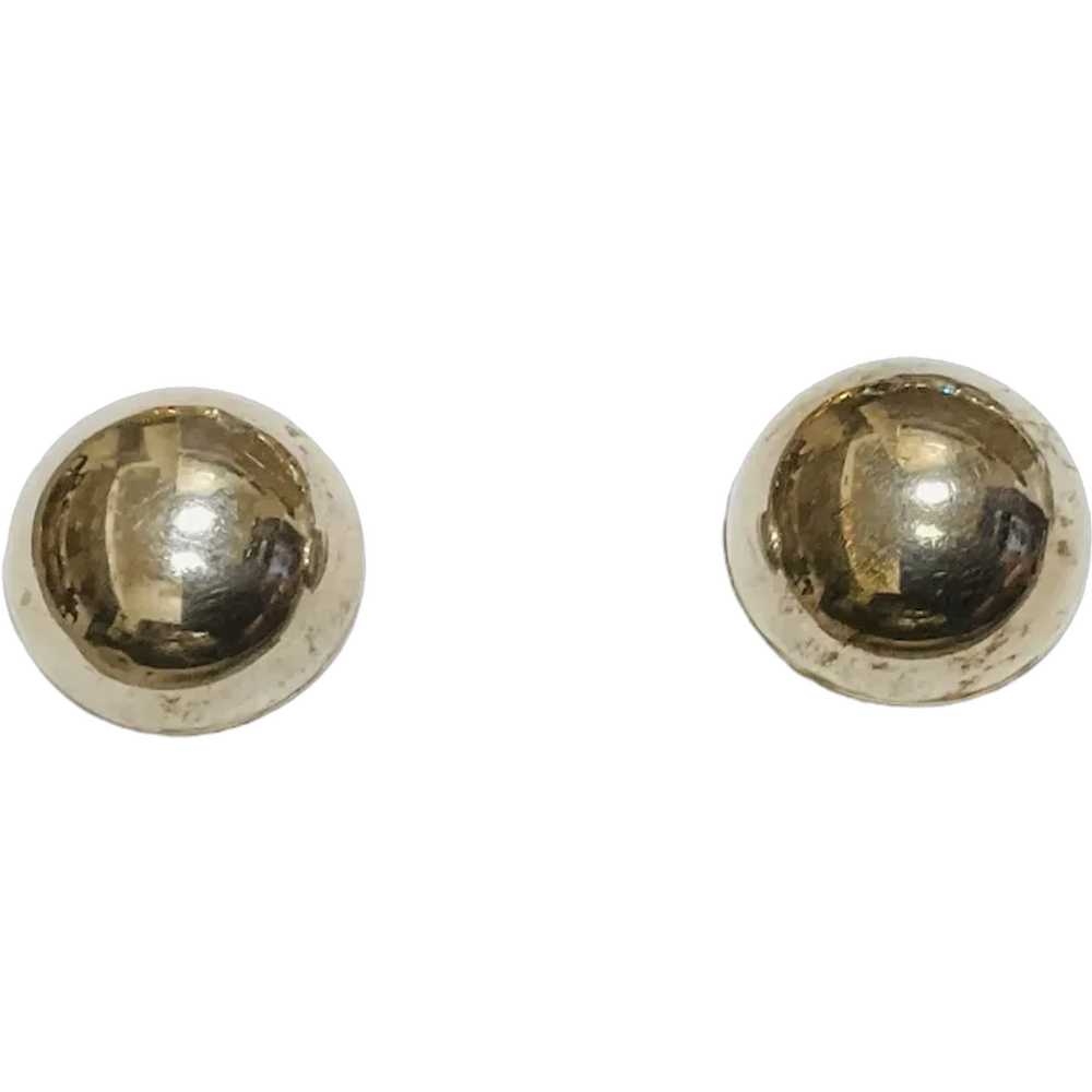 Taxco Mexico Dome Earrings Sterling Silver - image 1