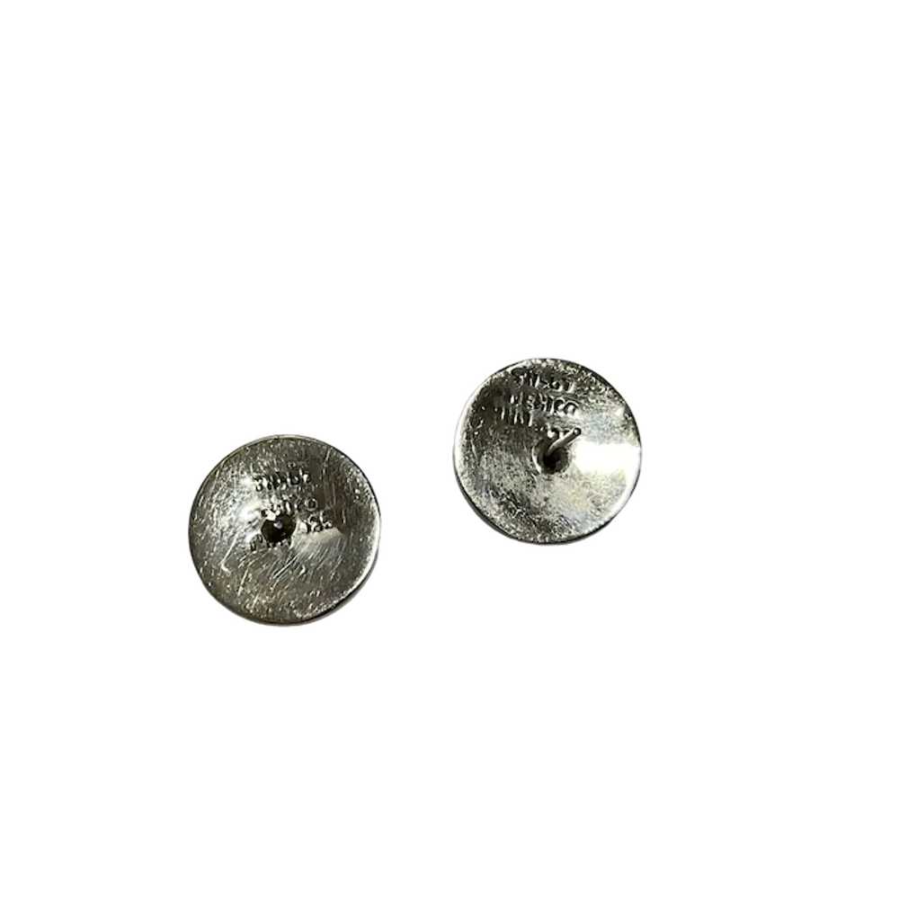 Taxco Mexico Dome Earrings Sterling Silver - image 2