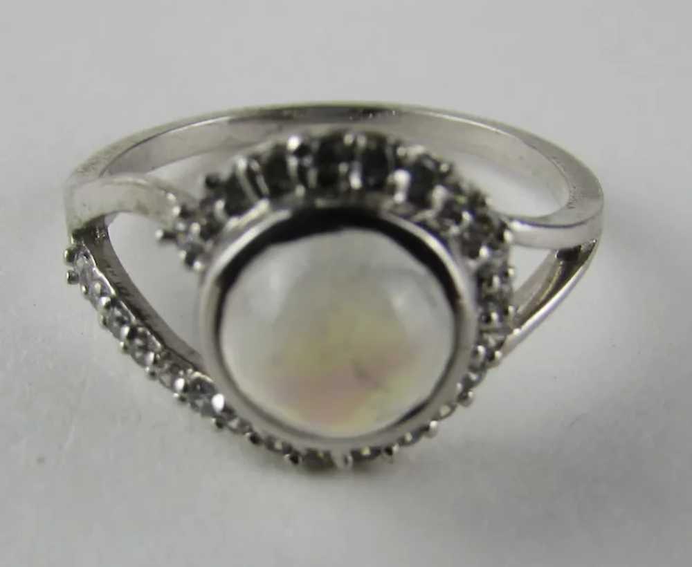 Sterling Silver Moonstone Ring With Crystal Accen… - image 3