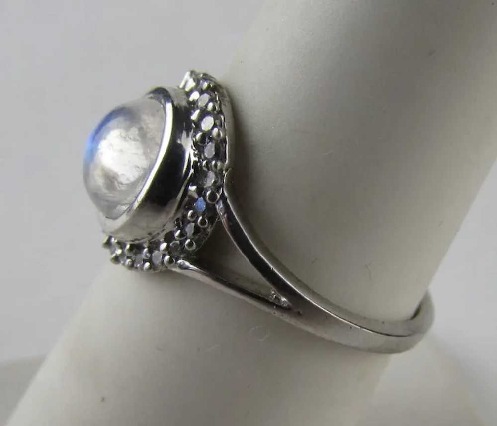 Sterling Silver Moonstone Ring With Crystal Accen… - image 4