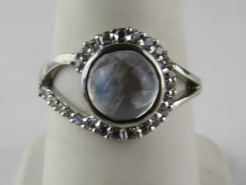 Sterling Silver Moonstone Ring With Crystal Accen… - image 5