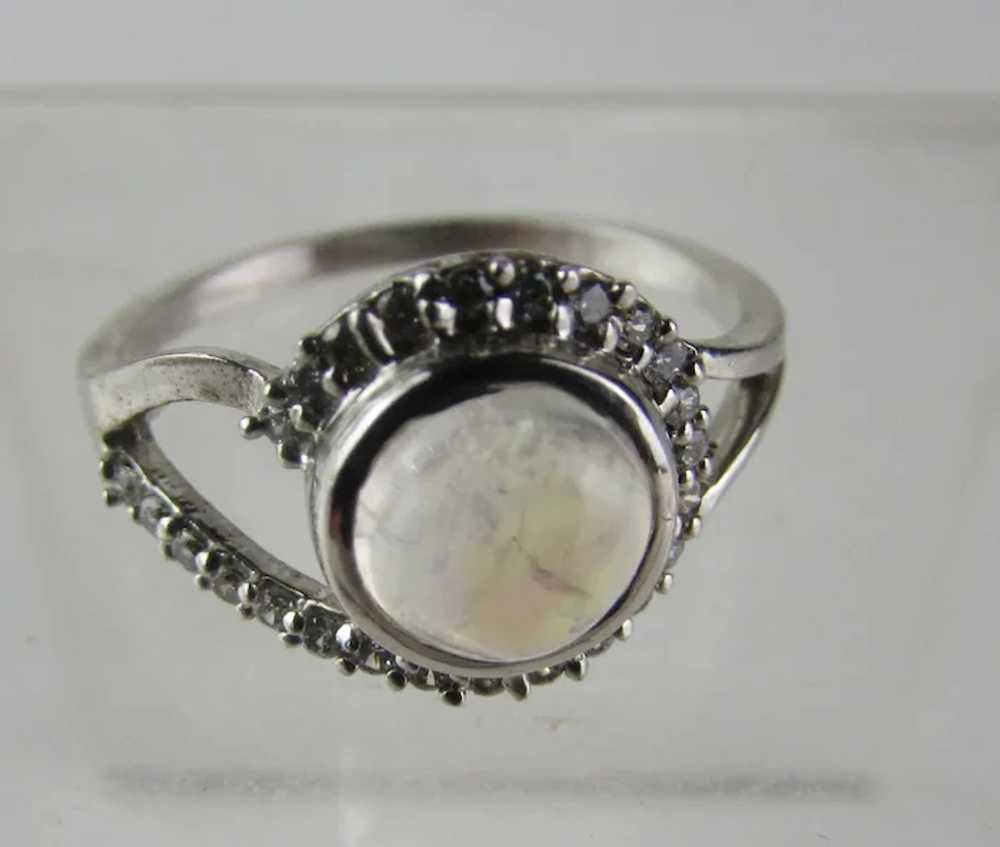 Sterling Silver Moonstone Ring With Crystal Accen… - image 6
