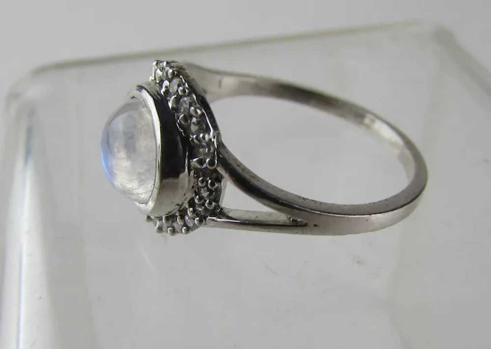 Sterling Silver Moonstone Ring With Crystal Accen… - image 7