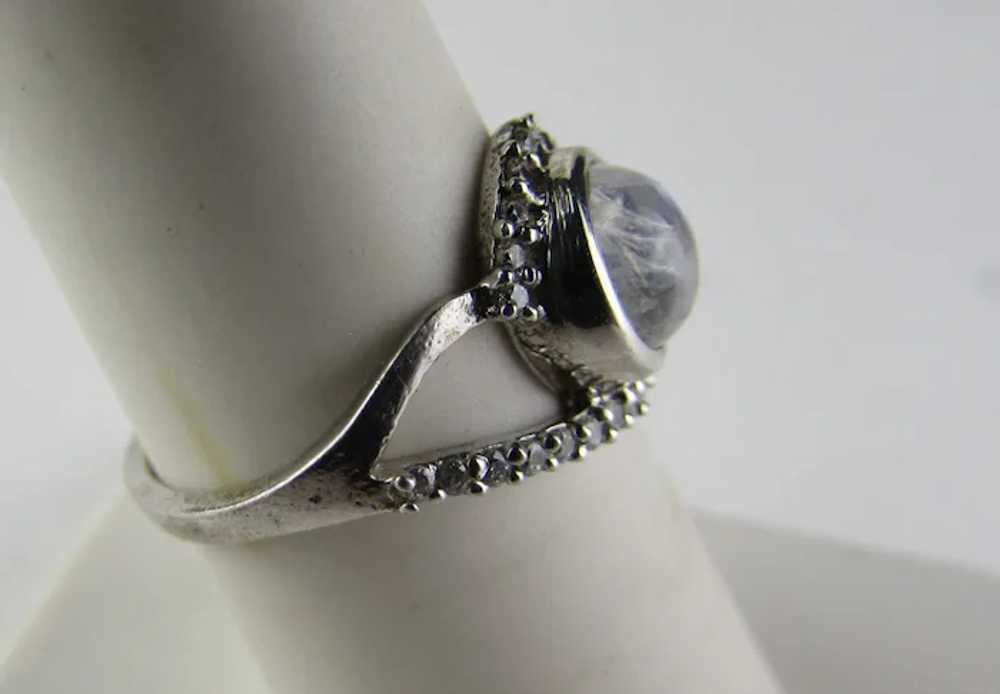 Sterling Silver Moonstone Ring With Crystal Accen… - image 8