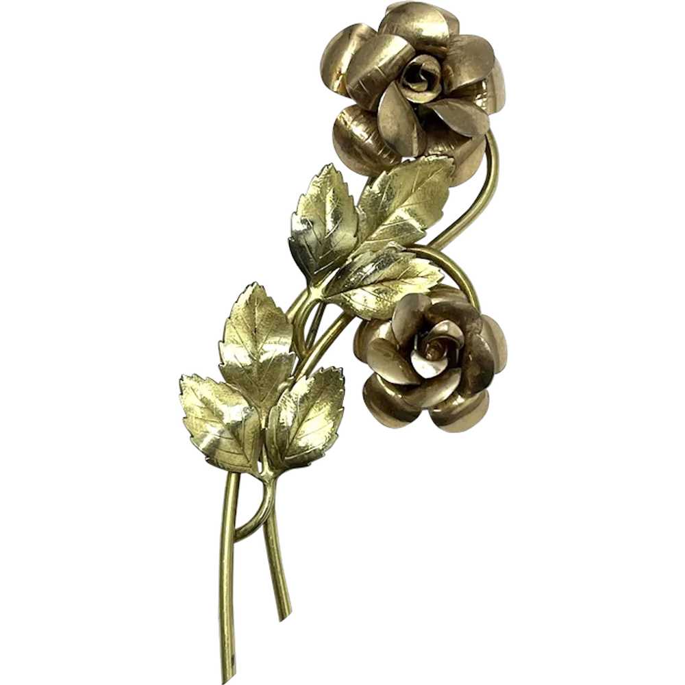 Vintage Krementz Gold Filled Floral Brooch Pin - image 1
