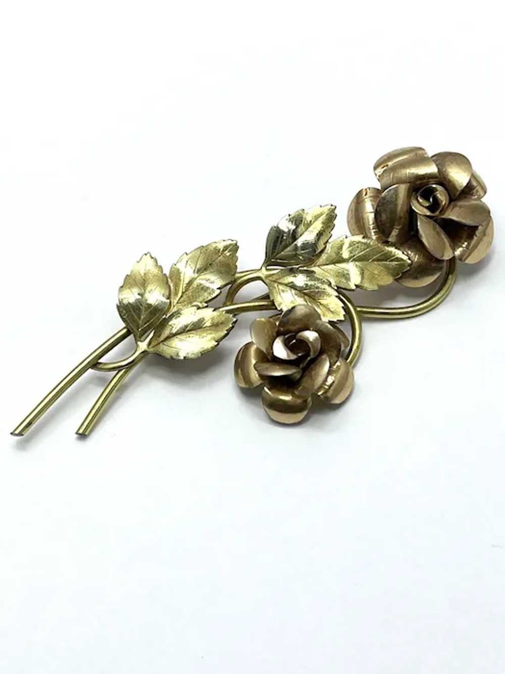 Vintage Krementz Gold Filled Floral Brooch Pin - image 2