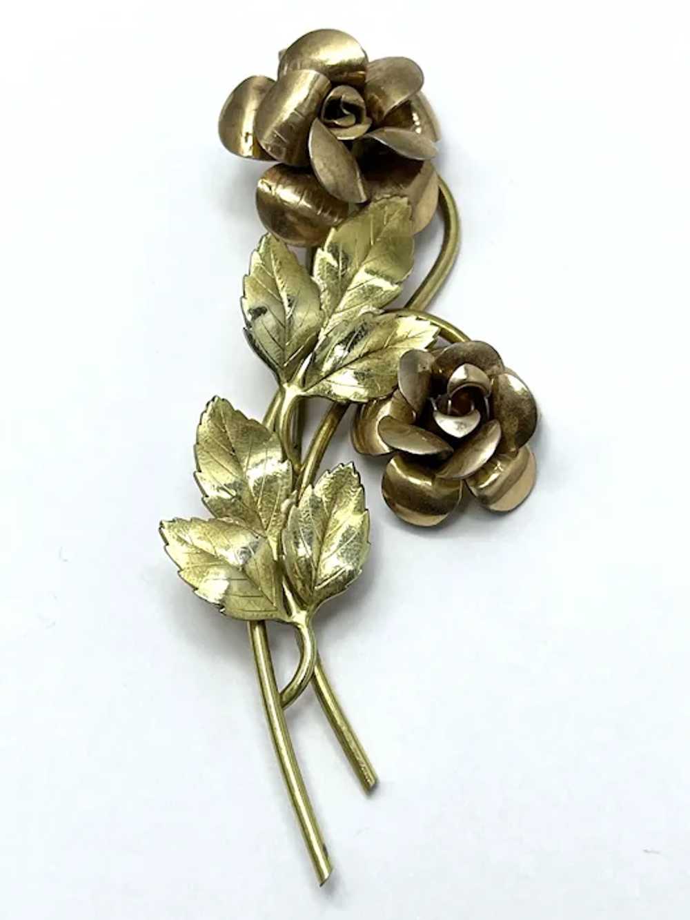 Vintage Krementz Gold Filled Floral Brooch Pin - image 3