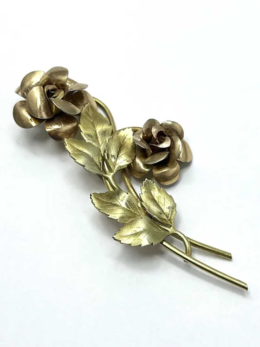 Vintage Krementz Gold Filled Floral Brooch Pin - image 4