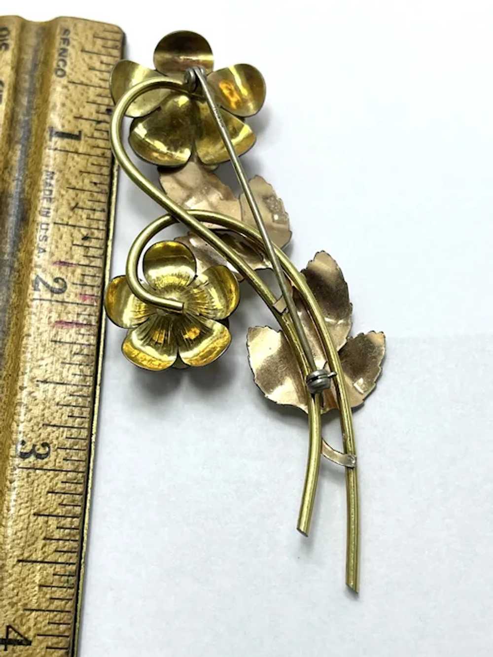 Vintage Krementz Gold Filled Floral Brooch Pin - image 5