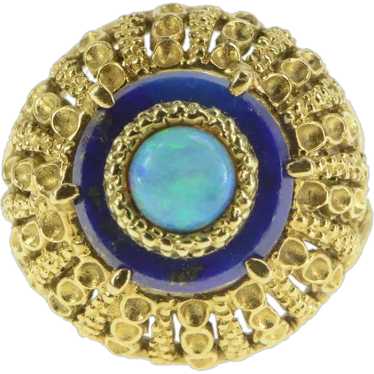 18K Opal Lapis Lazuli 1960's Domed Cocktail Ring … - image 1