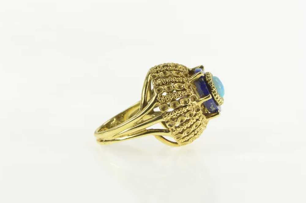 18K Opal Lapis Lazuli 1960's Domed Cocktail Ring … - image 2