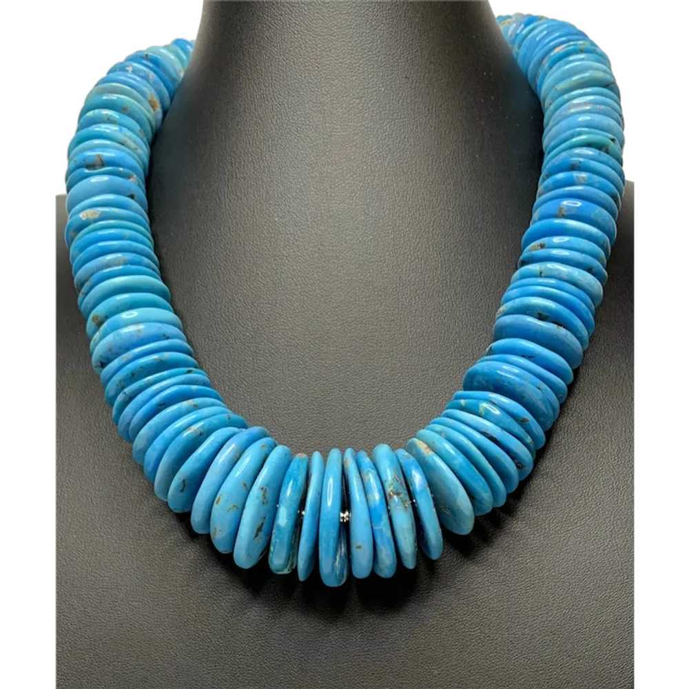 Large Genuine Arizona Turquoise Modernist Necklace - image 1