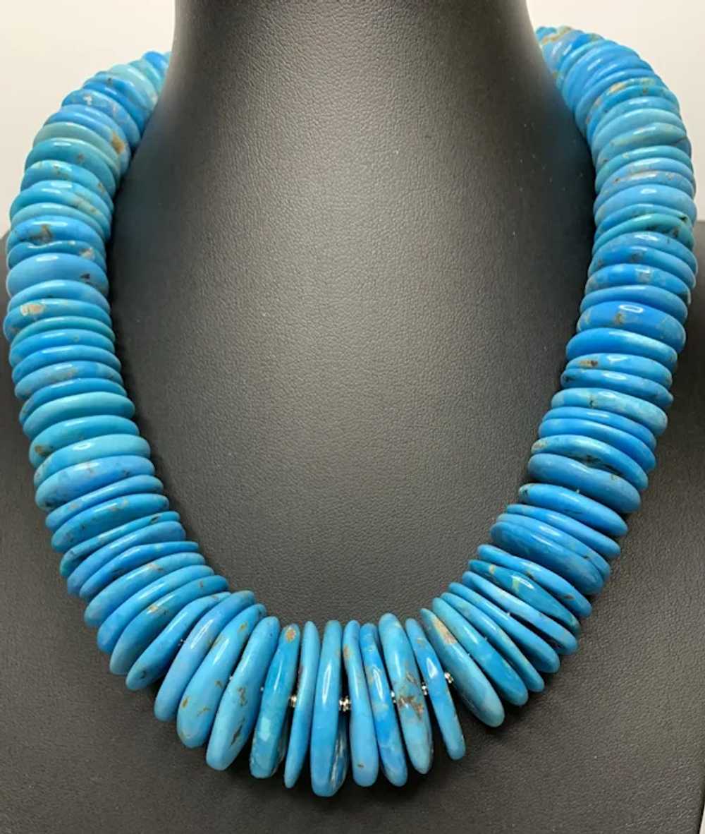 Large Genuine Arizona Turquoise Modernist Necklace - image 3